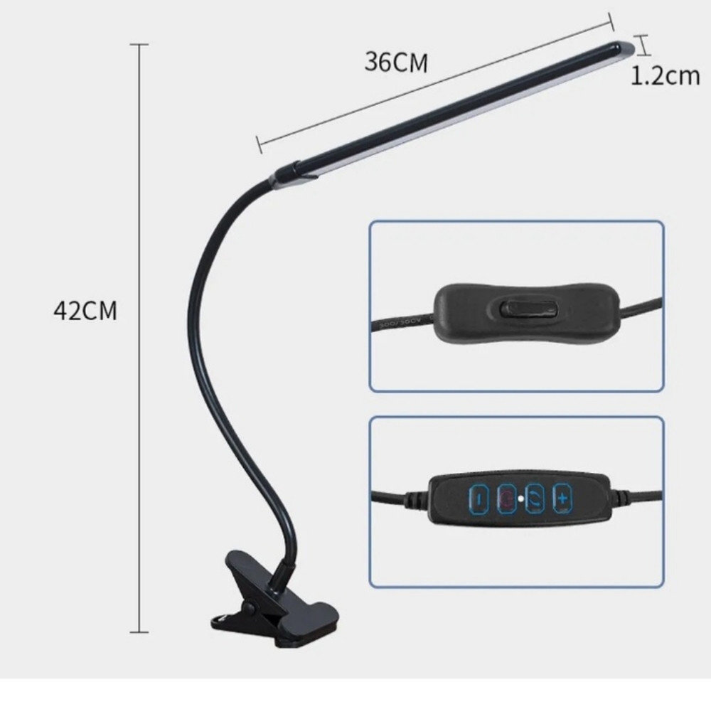 8W led Desk lamp clip on 360 Rotatable Dimmable table Reading light USB powered